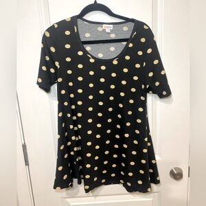 LulaRoe Gold Polka Dot Perfect T Tshirt